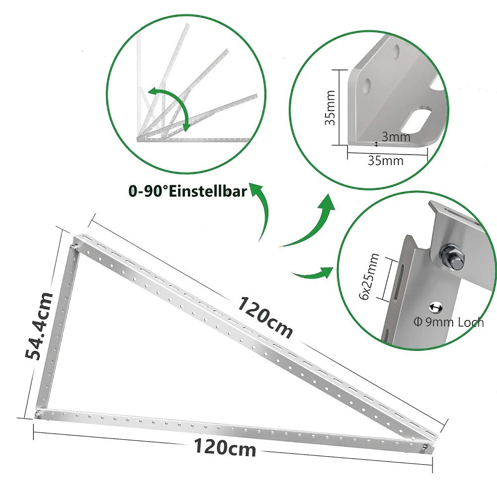 Solarmodul Halterung Solarpanel Halterung für Garten/Flachdach/Fassade für 2 Solarmodule 0% MwSt. gem. § 12 Abs. 3 UStG