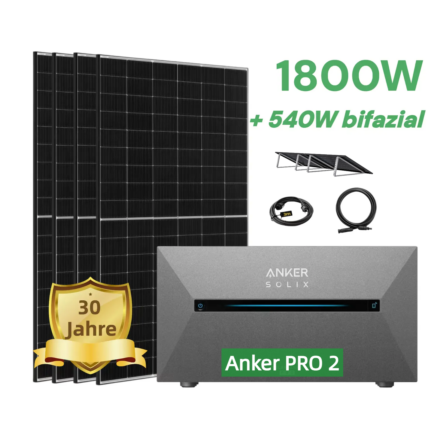 1800W Balkonkraftwerk mit Speicher Anker Solix Solarbank Pro 2 - 0% MwSt. (gem. § 12 Abs. 3 UStG) (Kopie)