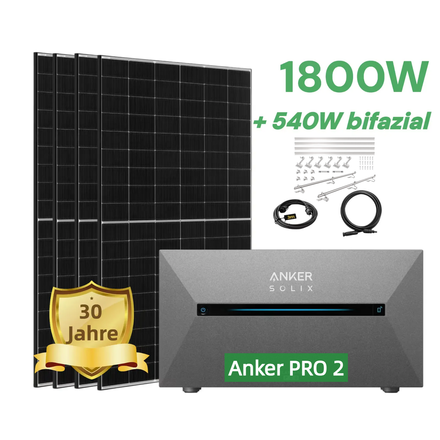 1800W Balkonkraftwerk mit Speicher Anker Solix Solarbank Pro 2 - 0% MwSt. (gem. § 12 Abs. 3 UStG) (Kopie)