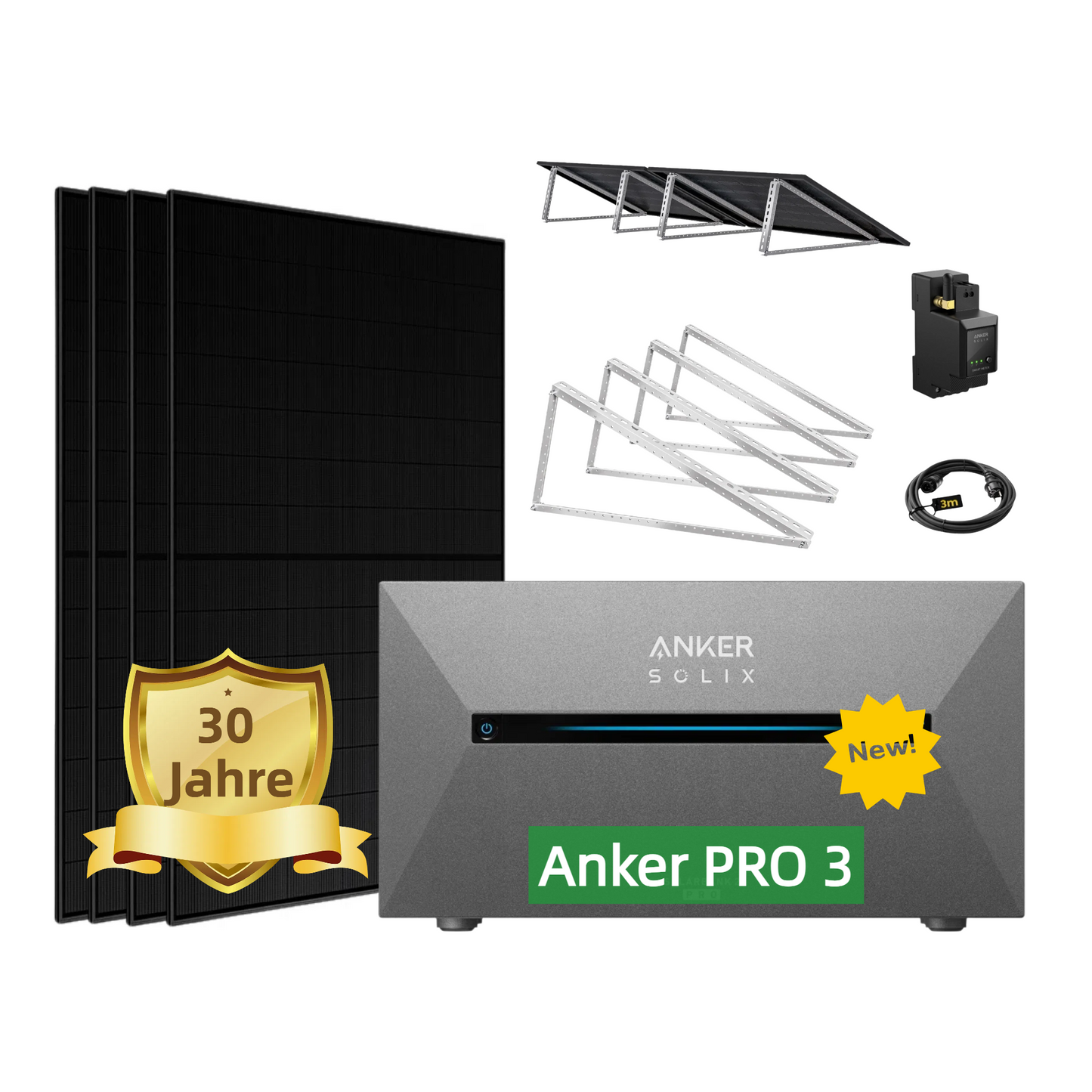 1800W Balkonkraftwerk mit Speicher Anker Solix Solarbank E2700 3 PRO – gratis Smart Meter - 0% MwSt. gem. § 12 Abs. 3 UStG