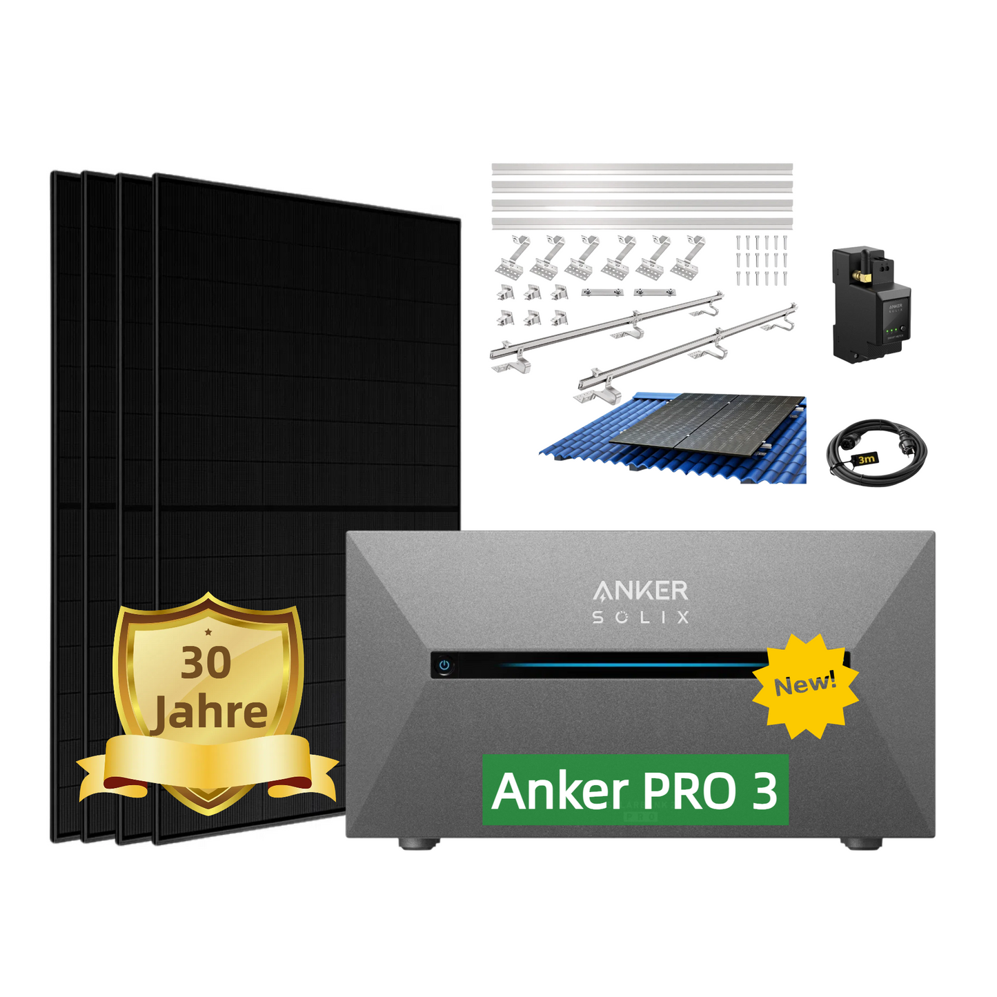 1800W Balkonkraftwerk mit Speicher Anker Solix Solarbank E2700 3 PRO – gratis Smart Meter - 0% MwSt. gem. § 12 Abs. 3 UStG