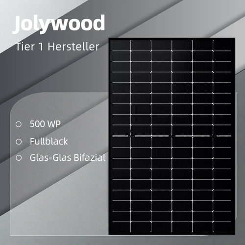 Jolywood JW-HD108N-R2-500Wp Glas-Glas Bifazial Fullblack- 0% MwSt. (gem. § 12 Abs. 3 UStG)