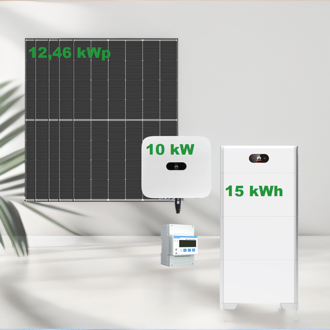 PV-Komplettset 12,46kWp: 28 Trina Solarmodule 445Wp + Huawei Hybridwechselrichter 10kW + Huawei 15 kWh Batterie Trina + Huawei