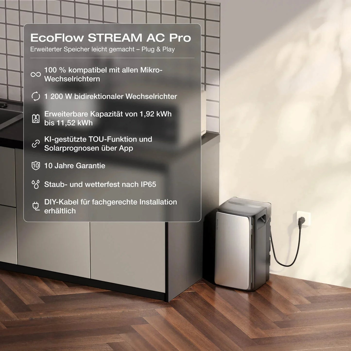 EcoFlow STREAM Ultra Balkonkraftwerk Speicher 1,92 kWh – Erweiterbarer Solar Akku mit 2000W PV & App Steuerung