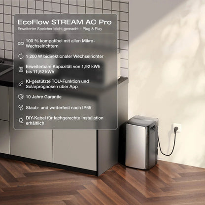 EcoFlow STREAM Ultra Balkonkraftwerk Speicher 1,92 kWh – Erweiterbarer Solar Akku mit 2000W PV & App Steuerung