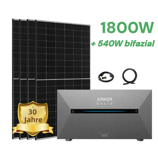 1800W Balkonkraftwerk mit  Speicher Anker Solix Solarbank Pro 2 - 0% MwSt. (gem. § 12 Abs. 3 UStG) (Kopie)
