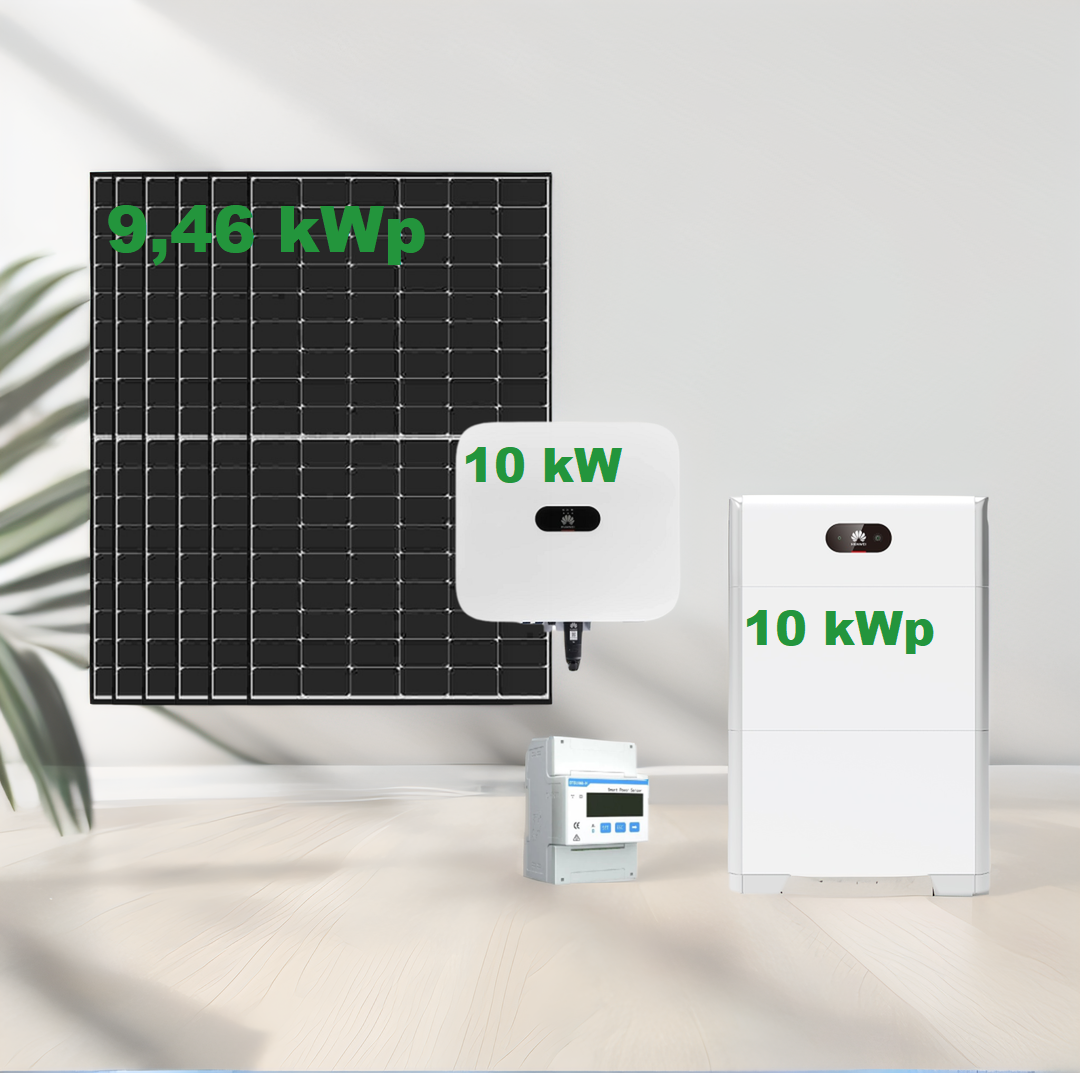PV-Komplettset 9,46kWp: 22 Jinko Solarmodule 430Wp + Huawei Hybridwechselrichter 10kW + Huawei 10 kWh Batterie Jinko Solar + Huawei
