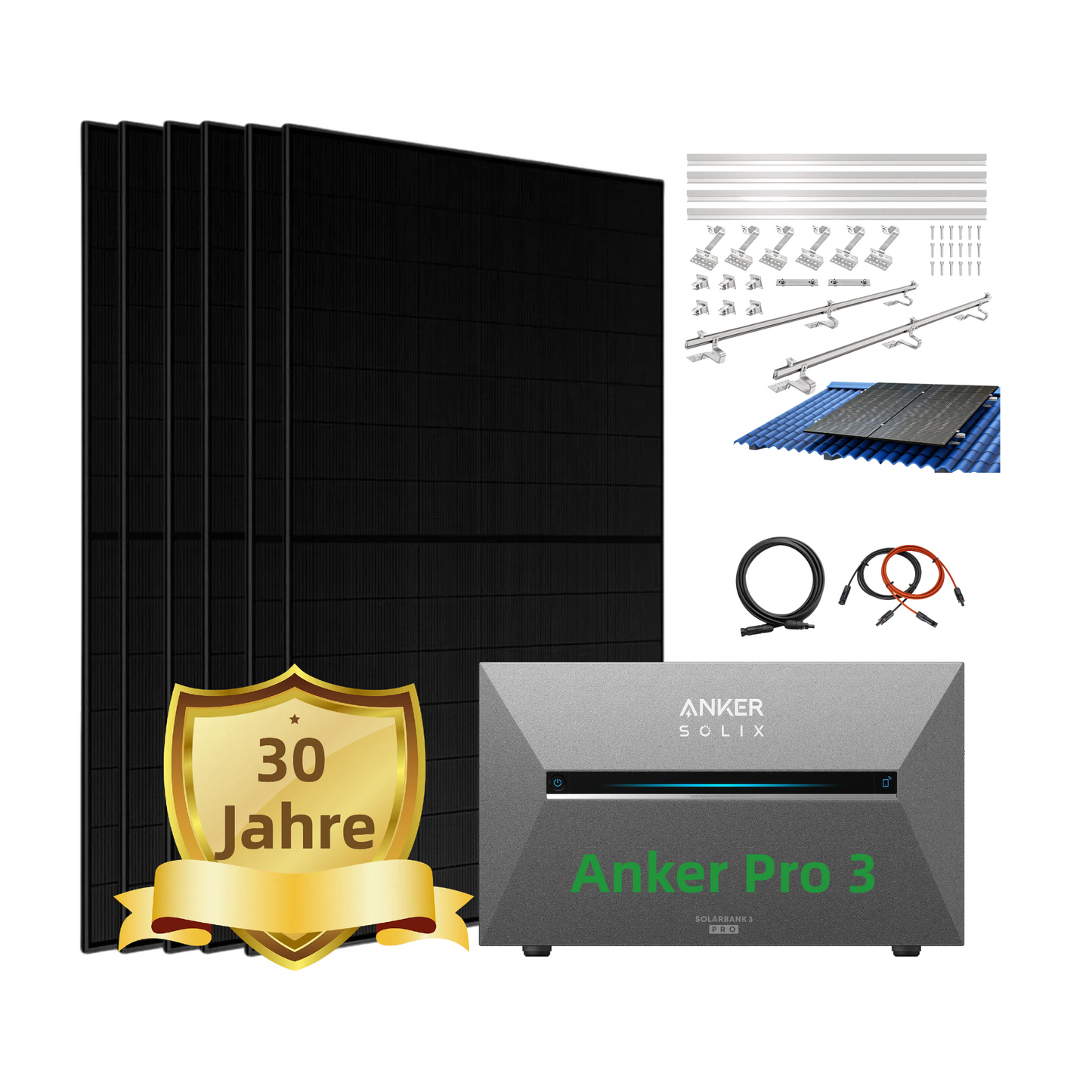 Anker SOLIX Solarbank 3 E2700 Pro Balkonkraftwerk Speicher mit 450Wp Solarmodul und MC4 Solarkabel Set -0% MwSt. (gem. § 12 Abs. 3 UStG)
