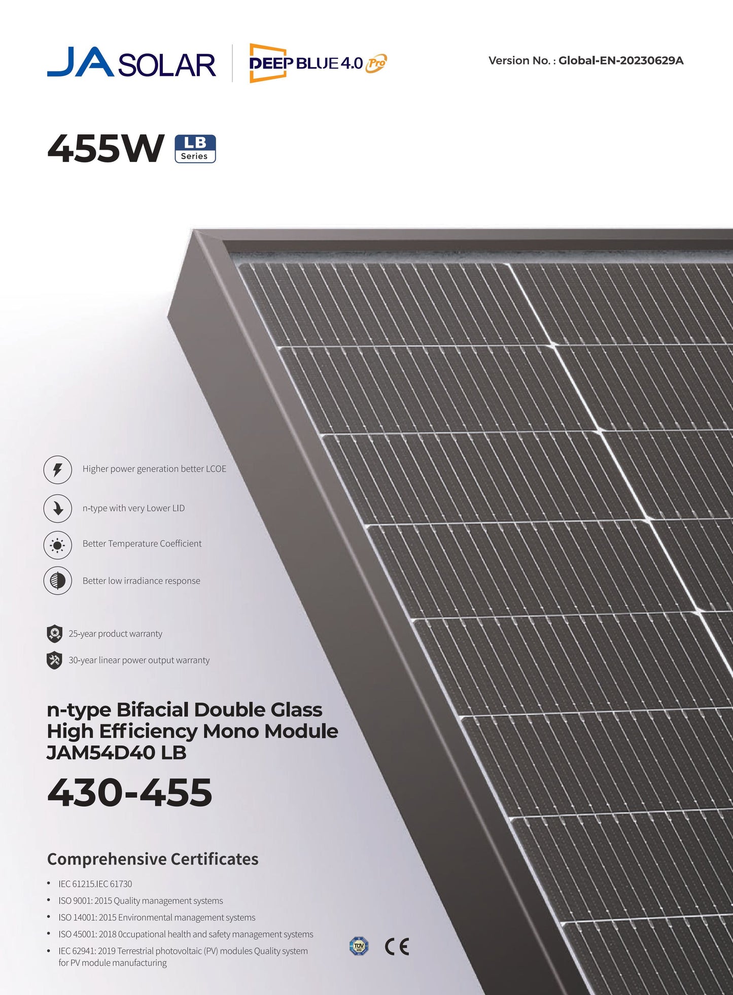 JA Solar 450W bifaziales solarmodul