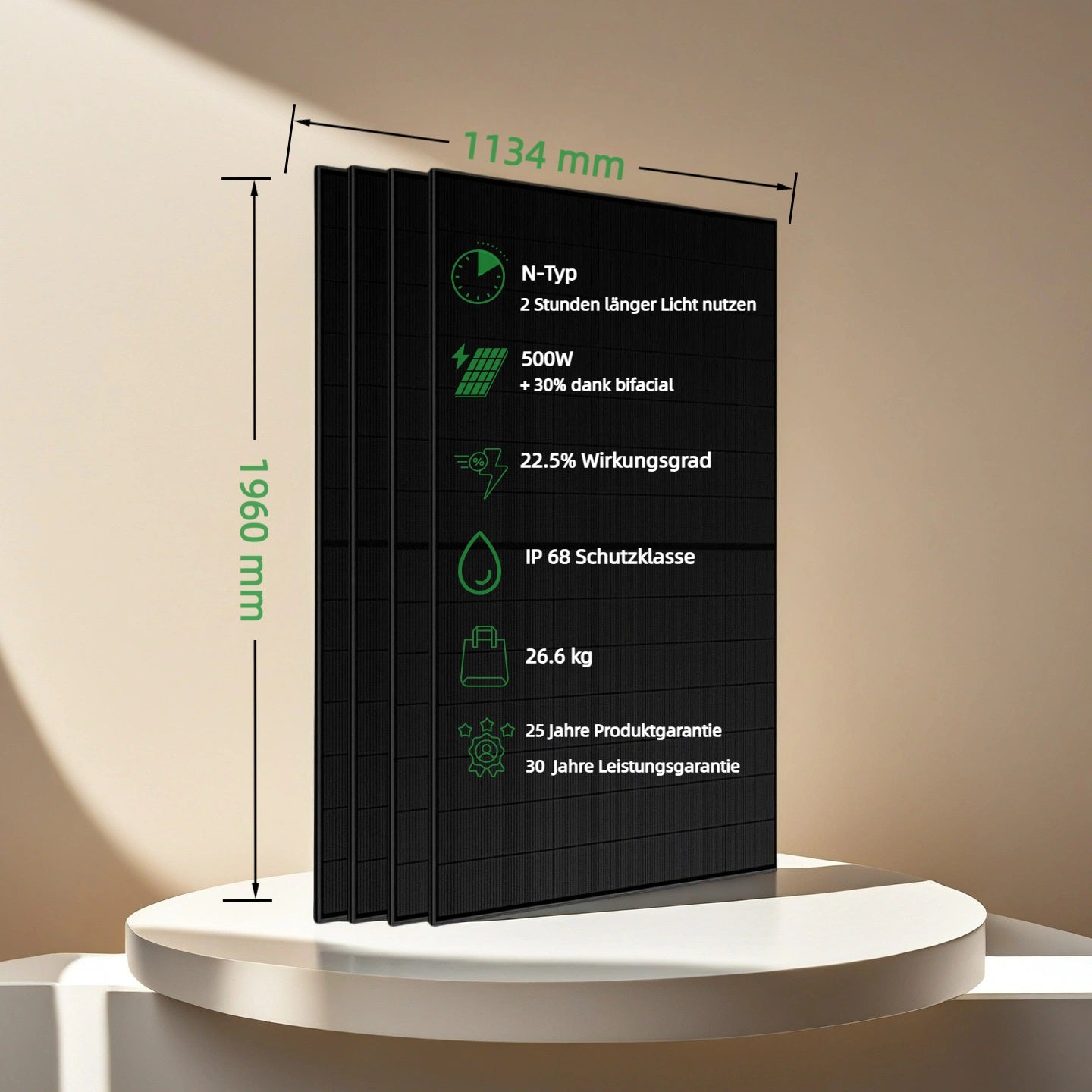 bifaziales solarmodul 500Wp