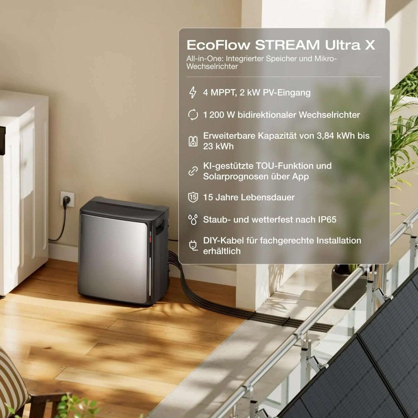 EcoFlow STREAM Ultra X Balkonkraftwerk Speicher 3,84 kWh – 2300W Solar Speicher Plug & Play für maximale Unabhängigkeit